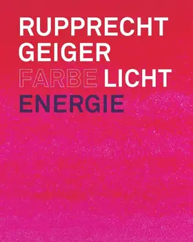 leuchten pink-roter Einband mit weißer Schrift in Versalien (Künstlername) und Ausstellungstitel in weiß umrandet, Weiß und Dunkelblau