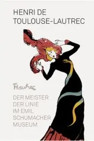 Katalog-Cover mit einer stilisierten Frau mit langem schwarzen Kleid und einem großen roten Hut, die sich mit erhobenen Armen bewegt